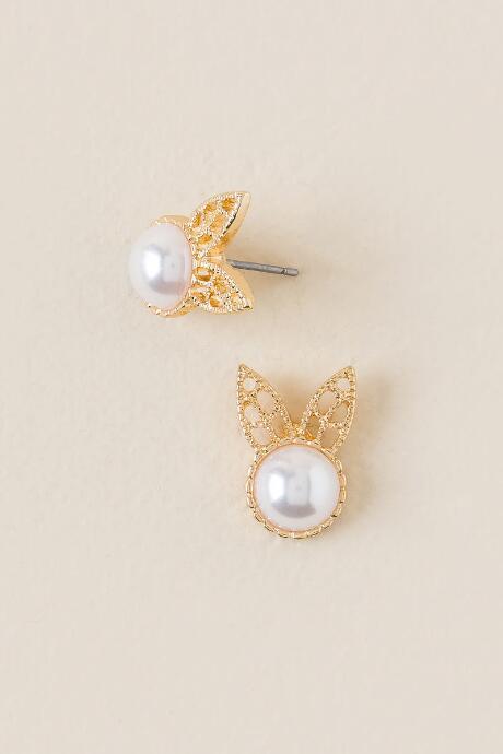 Francesca's Pearl Bunny Stud Earring - Pearl