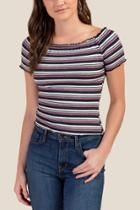 Francesca's Maggie Shimmer Stripe Top - Black/white