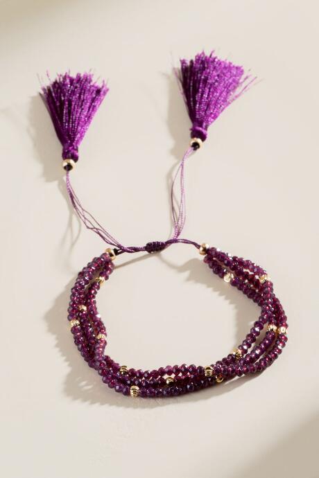 Francesca's Alicia Beaded Pull Tie Bracelet - Purple