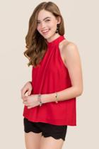 Blue Rain Karlee High Neck Halter Top - Red