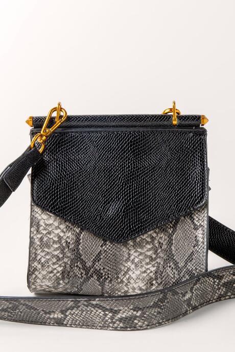 Francesca's Gray And Black Snakeskin Crossbody - Black