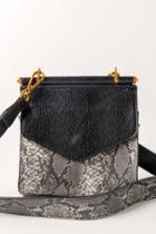 Francesca's Gray And Black Snakeskin Crossbody - Black