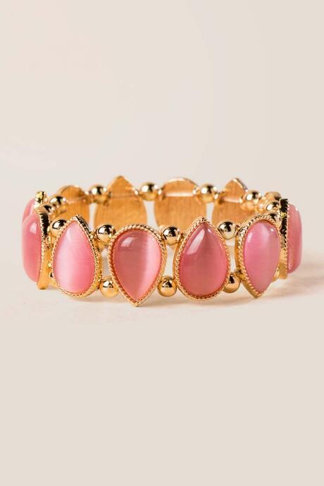 Francesca's Isabel Teardrop Stretch Bracelet - Blush