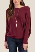 Francesca's Shannon Long Sleeved Top - Burgundy