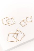 Francesca's Sofia Square Hoops Set - Gold