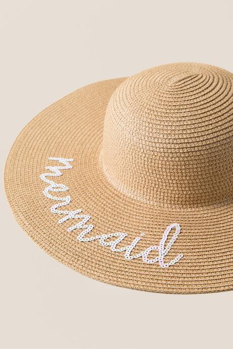 Francescas Sequin Mermaid Straw Hat - Tan