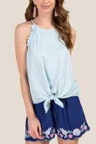 Francesca's Chelsea Ruffle Front Tie Top - Lite