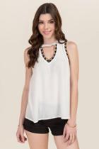 Blue Rain Leticia Embroidered Gigi Sleeveless Tank - White