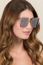Francesca's Dorian Square Flat Lens Sunglasses - Rose/gold