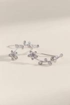 Francesca's Jenny Sterling Silver Flower Earring Crawler - Crystal