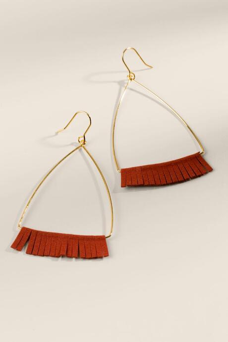 Francesca Inchess Amber Leather Tassel Hoops In Rust - Rust