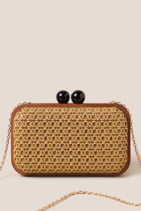 Francesca's Lena Rattan Clutch - Natural