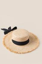 Francesca's Paulina Frayed Edge Straw Hat - Natural