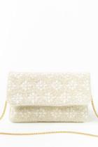 Francesca's Betty Beaded Floral Clutch - Ivory