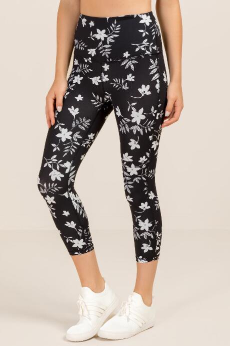 Francesca's Gracen Tropical Floral Legging - Black