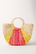 Francesca's Rita Color Block Straw Tote - Rust