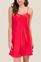 Francesca's Abigail Satin Slip Dress - Red