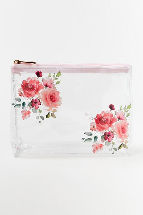 Francesca's Floral Cosmetics Bag - Pink