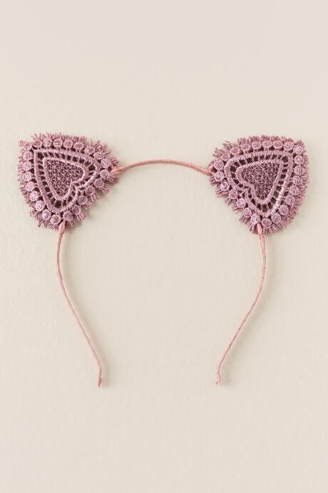 Francesca's Halle Lace Cat Ear Headband - Rose