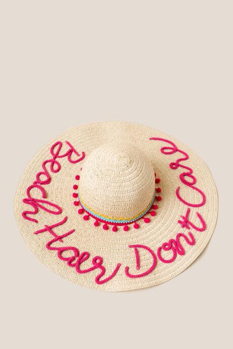 Francesca's Beach Hair Don't Care Straw Floppy - Natural