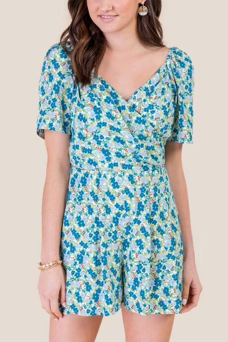 Francesca's Sabrina Wrap Front Romper - Ivory