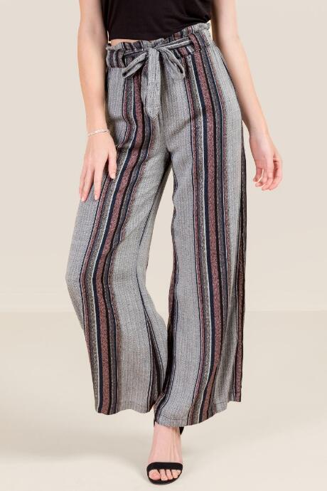 Francesca's Shae High Waist Multi Stripe Pants - Navy