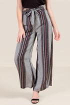 Francesca's Shae High Waist Multi Stripe Pants - Navy