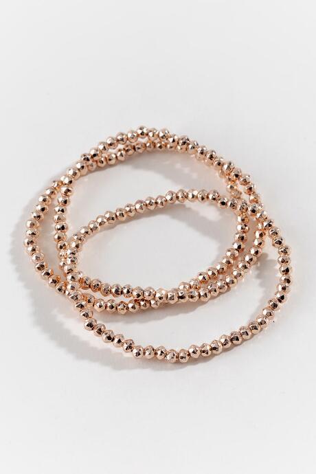 Francesca's Tracey Metal Beaded Bracelet Set - Rose/gold