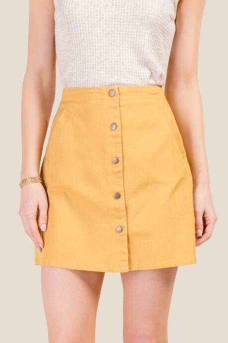 Francesca's Hudson Snap Front Mini Skirt - Mustard