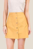 Francesca's Hudson Snap Front Mini Skirt - Mustard