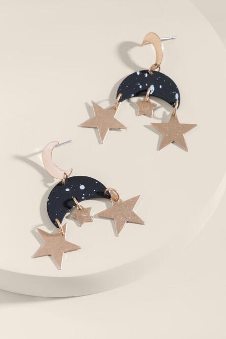 Francesca's Eleanor Star Drop Earrings - Black