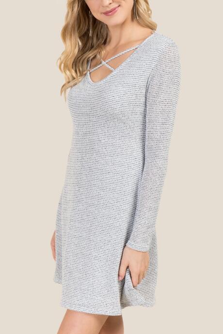 Alya Patrice Marled Waffle Knit Dress - Heather Oat