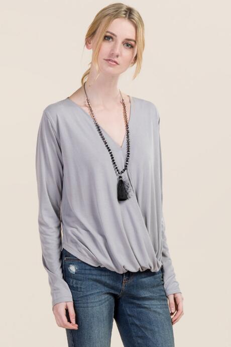Ayla Emmalyn Surplus Cupro Top - Gray