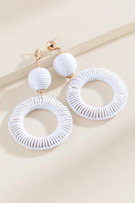 Francesca's Anna Woven Bauble Earrings - White