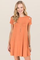 Alya Jina Lattice Sleeve Knit Dress - Orange