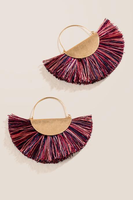 Francesca's Corey Tassel Fan Earrings - Brick