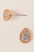 Francesca's Justine Teardrop Stud Earring In Blue - Crystal