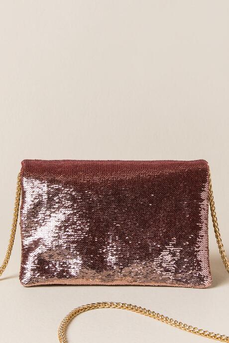 Francesca's Amber Rose Gold Sequin Crossbody Clutch - Rose/gold