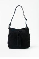 Francesca's Dawn Suede Bucket Handbag - Black