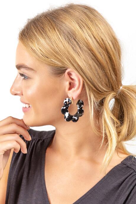 Francesca Inchess Maya Resin Hoop Earrings - Black/white