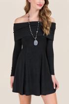 Alya Keely Off Shoulder Knit Dress - Black