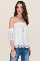 Blue Rain Lyon Lace Off The Shoulder Top - Ivory