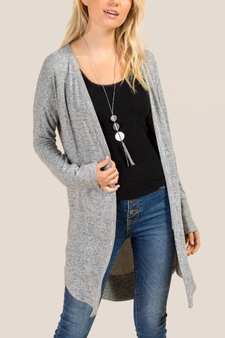 Francesca's Jody Rounded Hem Cardigan - Heather Gray