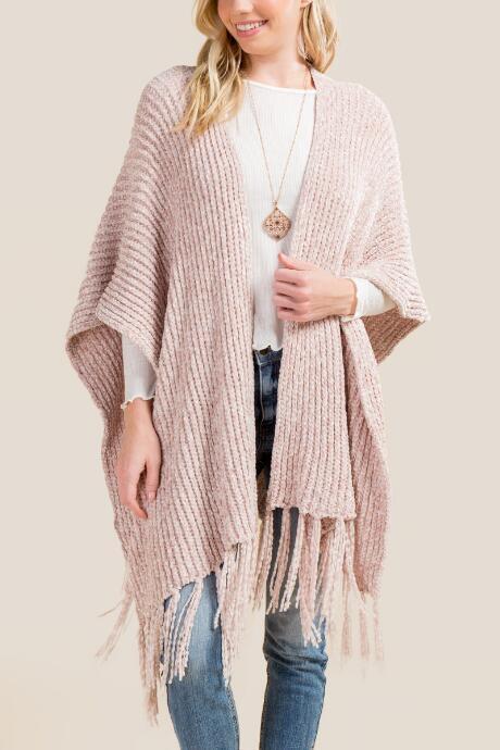Francesca's Gigi Chenille Ruana In Rose - Rose