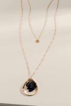 Francesca's Kimberly Tasseled Teardrop Layered Necklace - Black