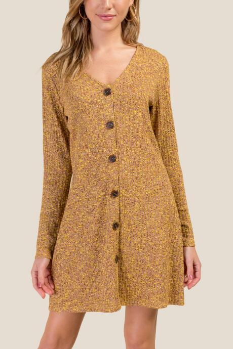 Francesca's Sherlyn Button Down Knit Dress - Mustard