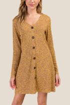 Francesca's Sherlyn Button Down Knit Dress - Mustard