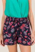 Francesca Inchess Ksenia Flamingo Tropical Soft Shorts - Navy