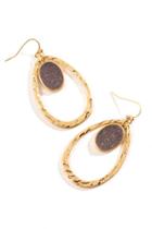 Francesca's Livia Druzy Stone Drop Earrings - Gray