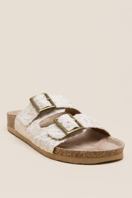 Not Rated Kisha Crochet Footbed Sandal - Cream